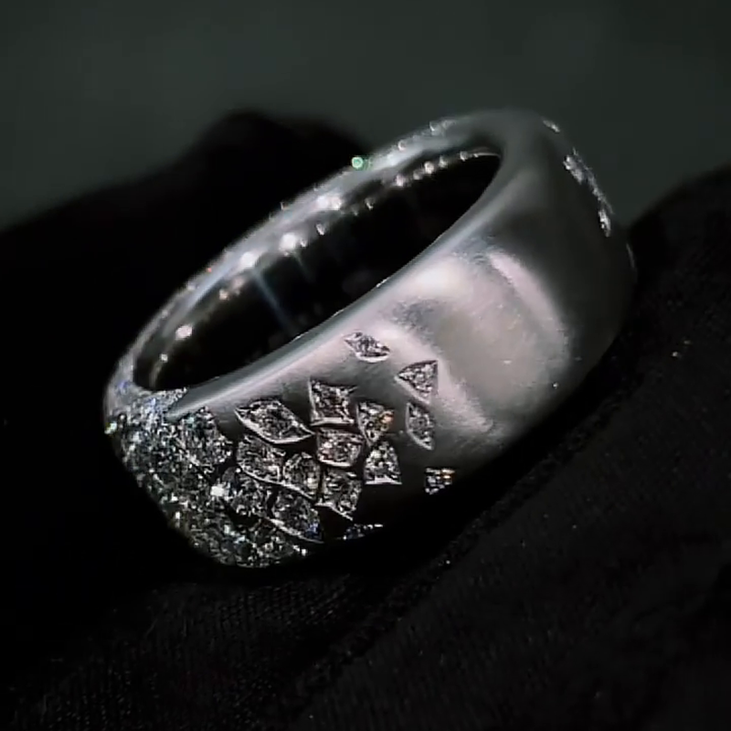 Handmade 7ctw Round Cut White Sapphire Pave Set Men's Band Ring