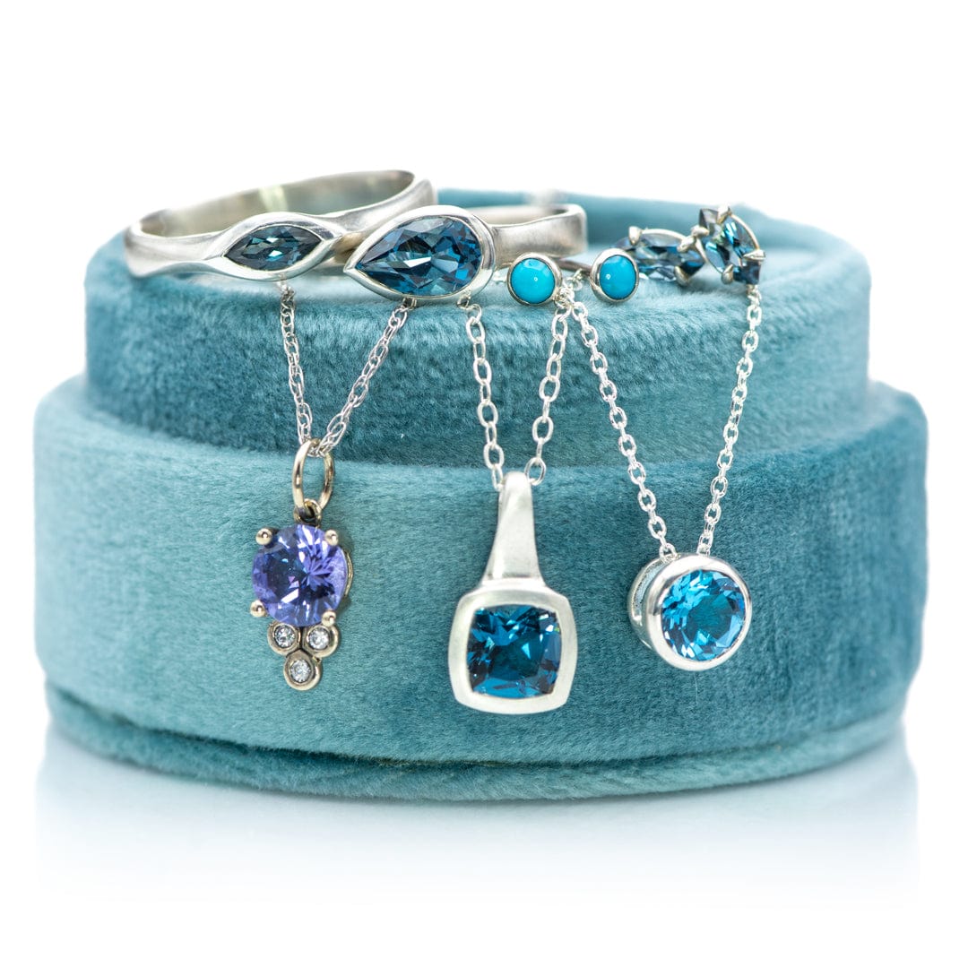 Prong Set Marquise London Blue Topaz Basket Stud Earrings