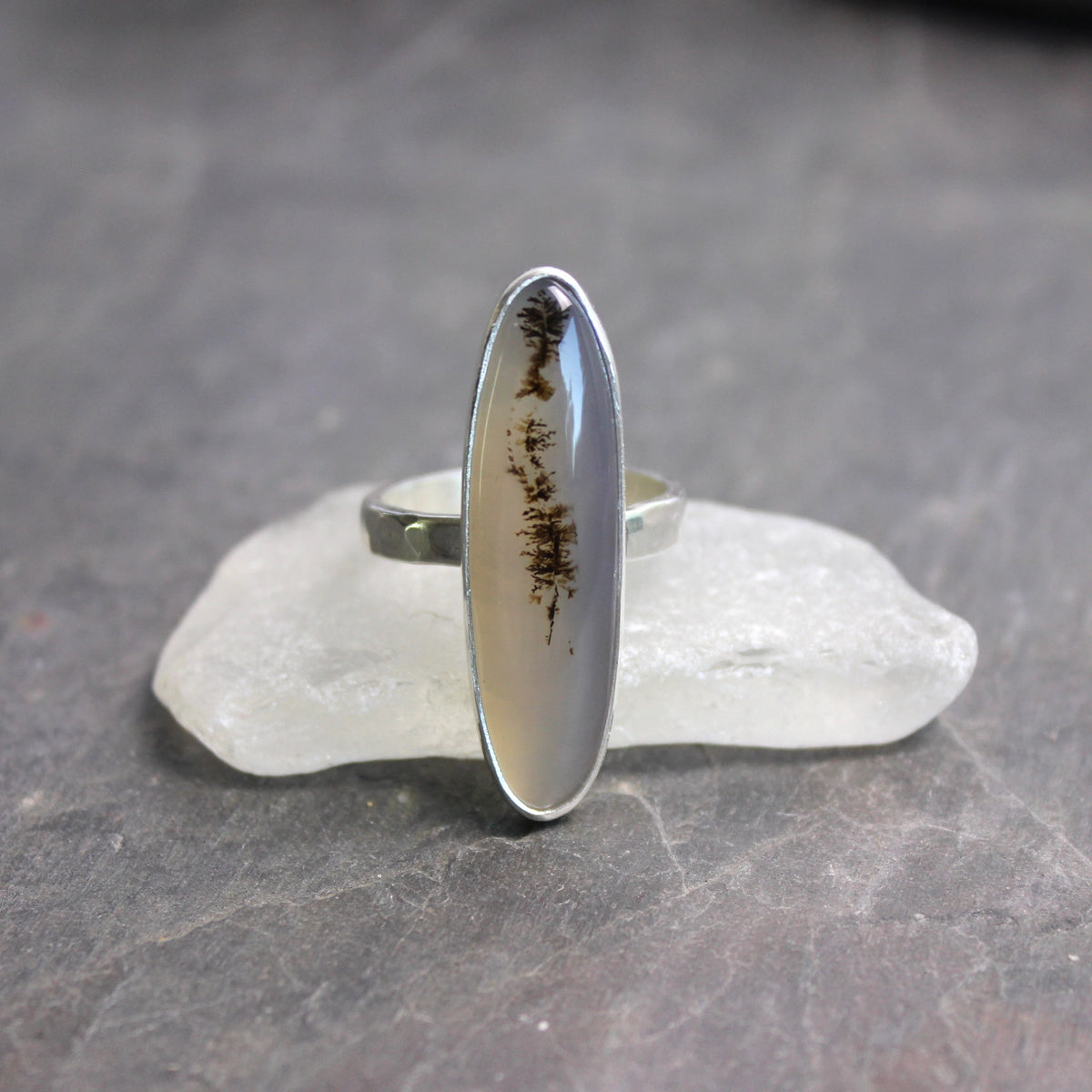 Montana Agate Statement Ring Size 10 | PNW Gemstone | Handmade Sterling Silver