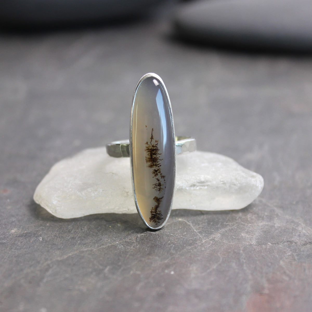 Montana Agate Statement Ring Size 10 | PNW Gemstone | Handmade Sterling Silver