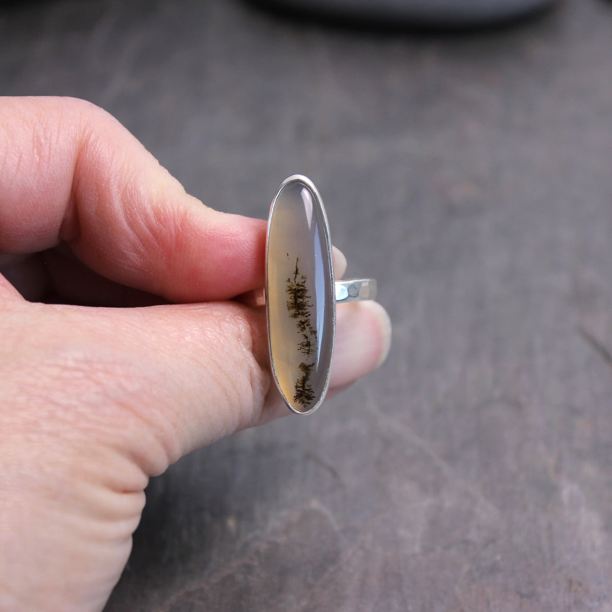Montana Agate Statement Ring Size 10 | PNW Gemstone | Handmade Sterling Silver