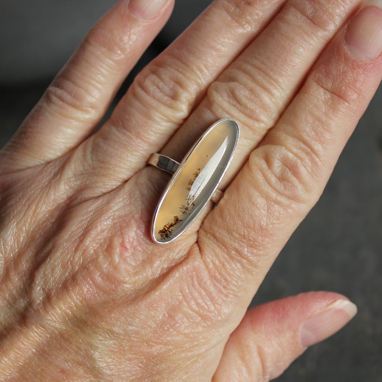 Montana Agate Statement Ring Size 10 | PNW Gemstone | Handmade Sterling Silver