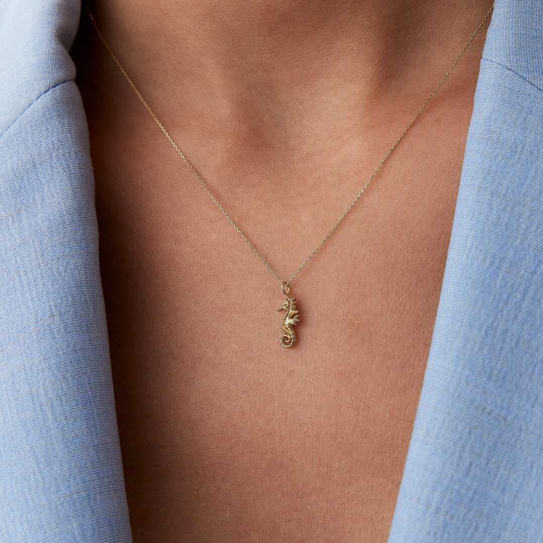 14k Gold Seahorse Necklace