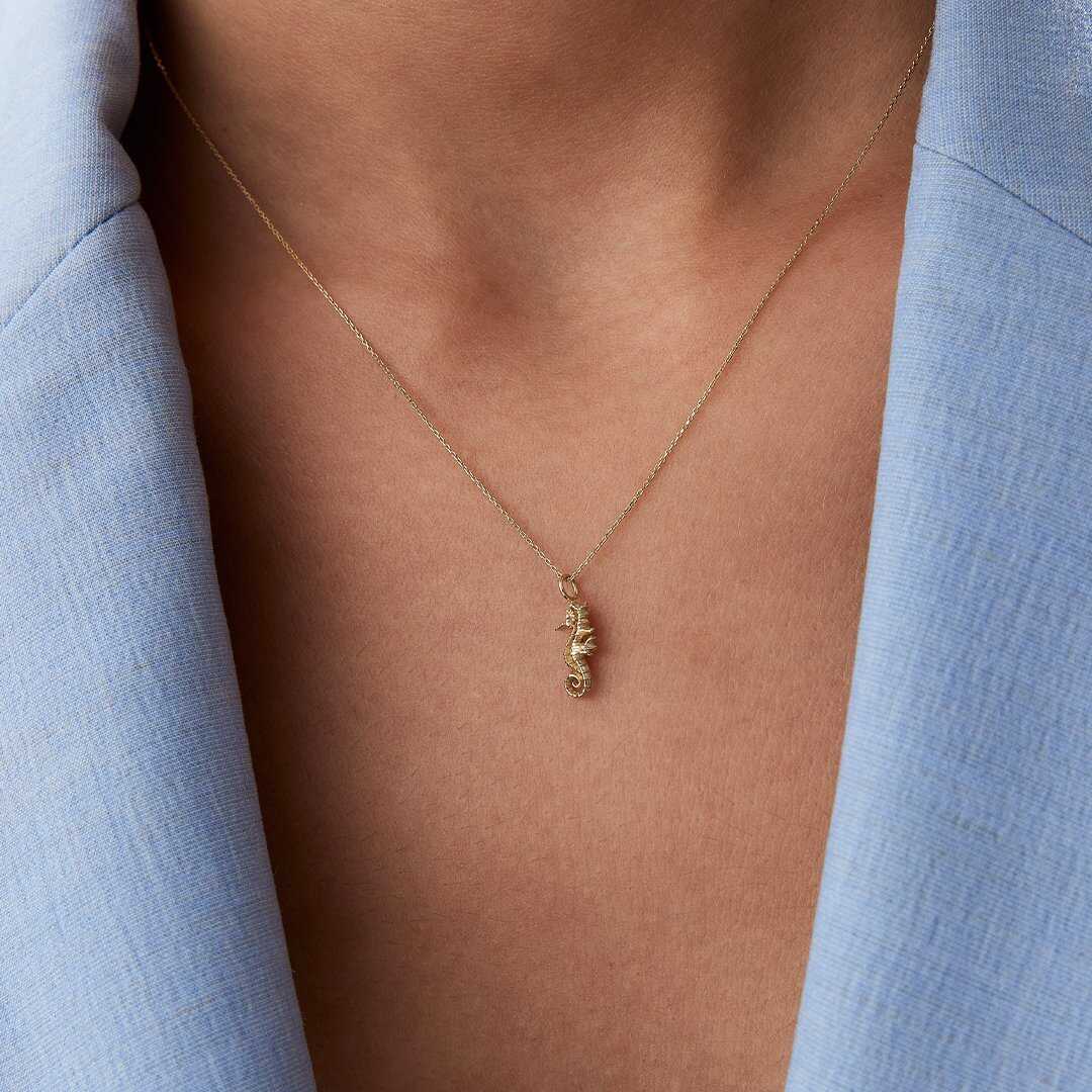 14k Gold Seahorse Necklace