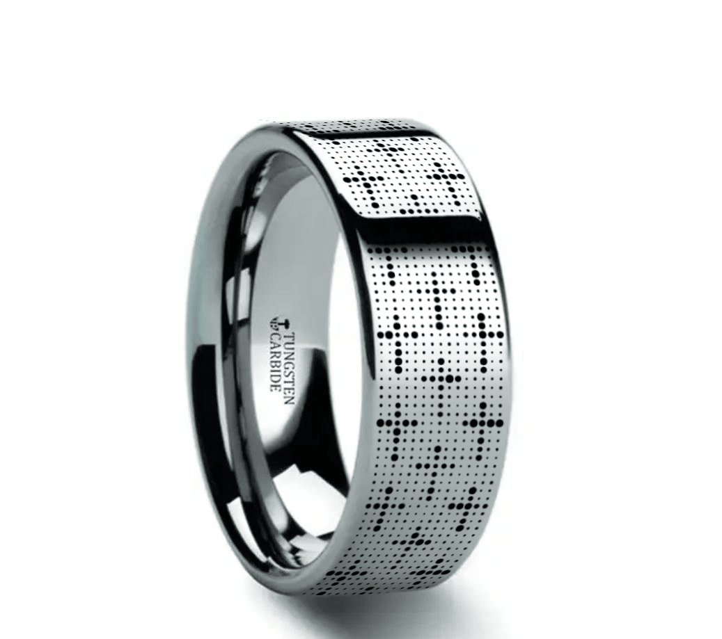 DEVOUT | Tungsten Dotted Cross Wedding Band, Flat