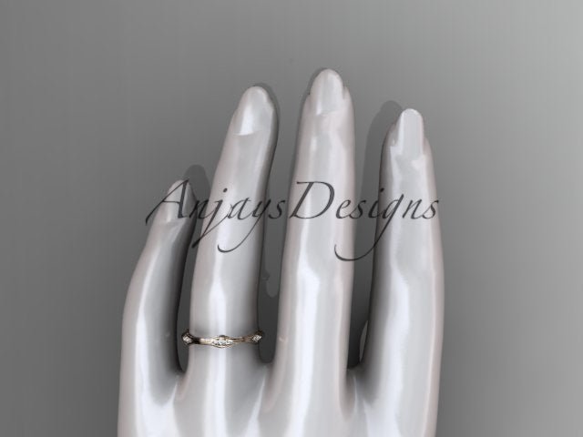 Diamond Branch Wedding Band Thin Dainty Wedding Band Nature Inspired Delicate Ring