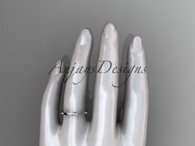 Diamond Branch Wedding Band Thin Dainty Wedding Band Nature Inspired Delicate Ring