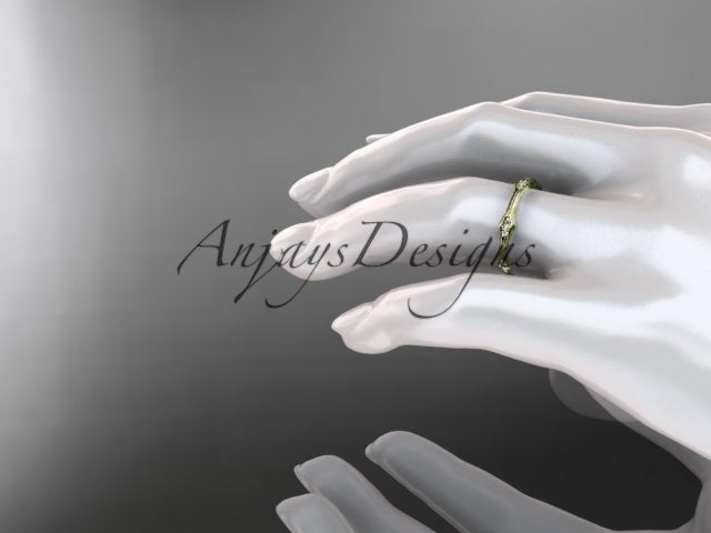Diamond Branch Wedding Band Thin Dainty Wedding Band Nature Inspired Delicate Ring
