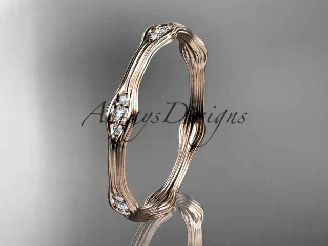 Diamond Branch Wedding Band Thin Dainty Wedding Band Nature Inspired Delicate Ring