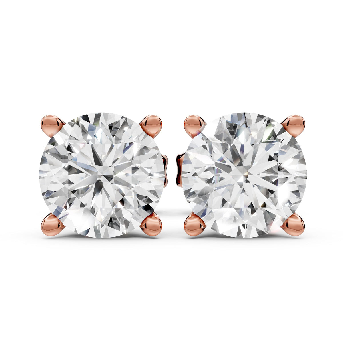 Diamond Earring Studs 14k Solid Gold Lab Grown 4 Prong Diamond Earrings For Women VS1 Clarity IGI Certified