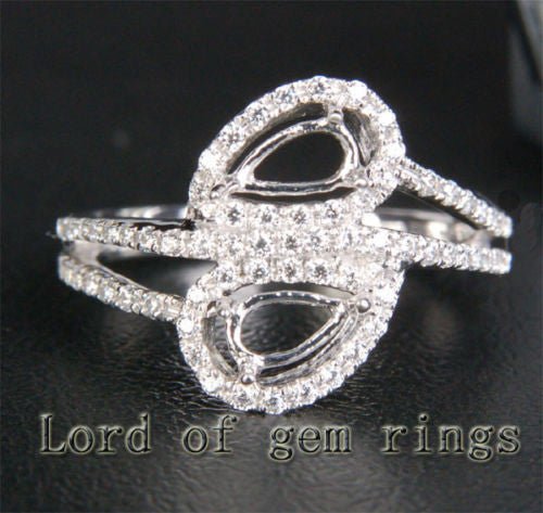 Custom Listing for Linda - Diamond Engagement Semi Mount Ring 14K White Gold Setting Pear