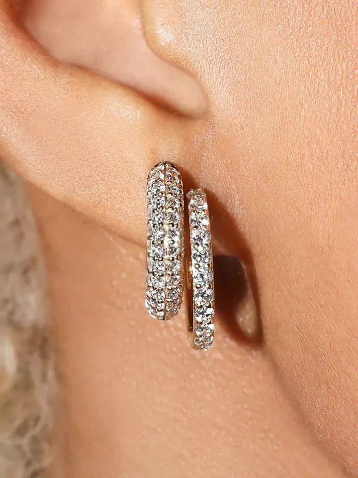 Diamond Half Hoop Earrings for Women