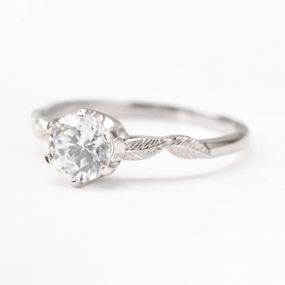 Solitaire Leaf Engagement Ring