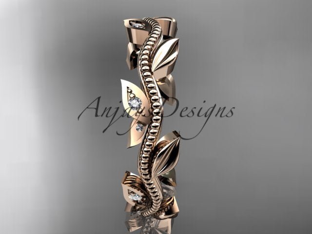 Nature Inspired Diamond Leaf Vine Wedding Band