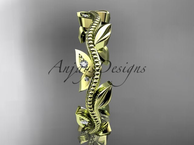 Nature Inspired Diamond Leaf Vine Wedding Band