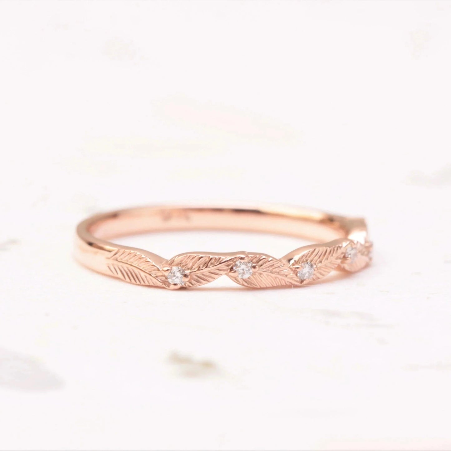 Diamond Leaf Wedding Ring