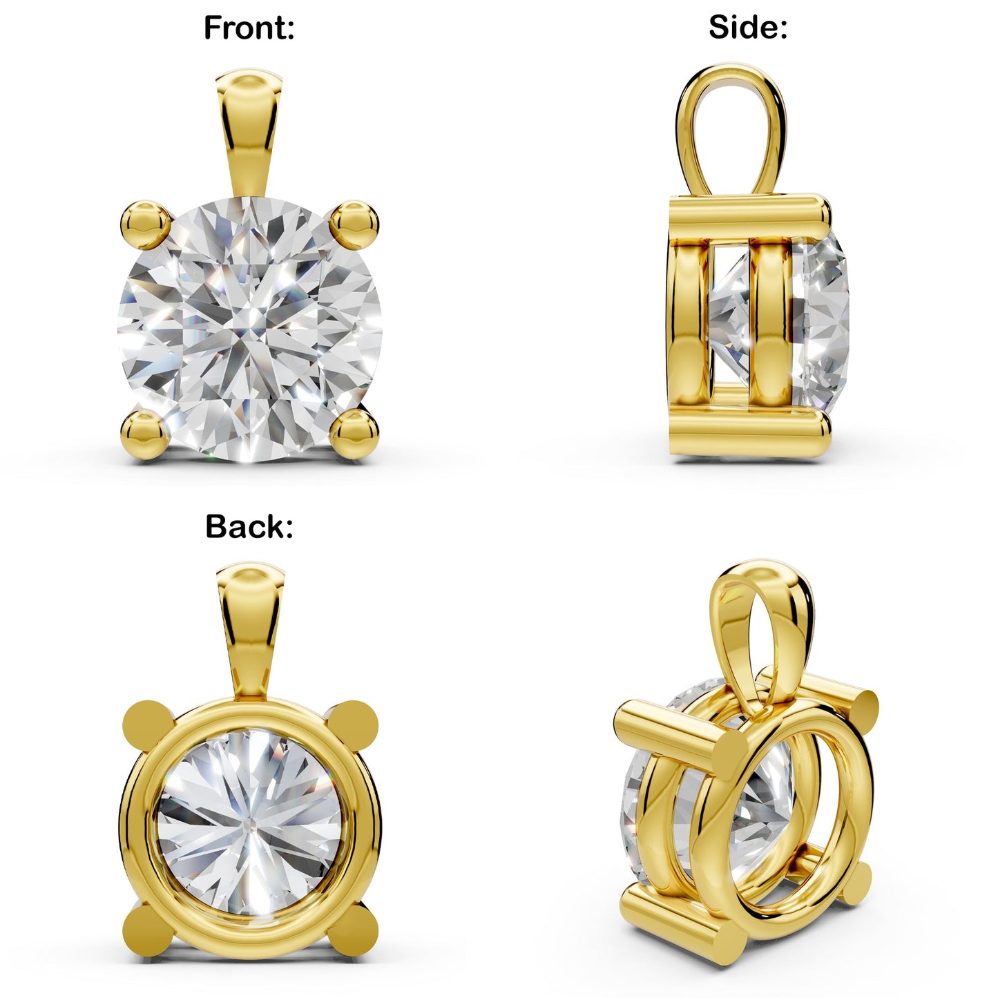 Lab Diamond Solitaire Pendant Round Cut Lab Grown Diamond Bridesmaid Pendant Solid 14K Gold Diamond Pendant Gift For Her
