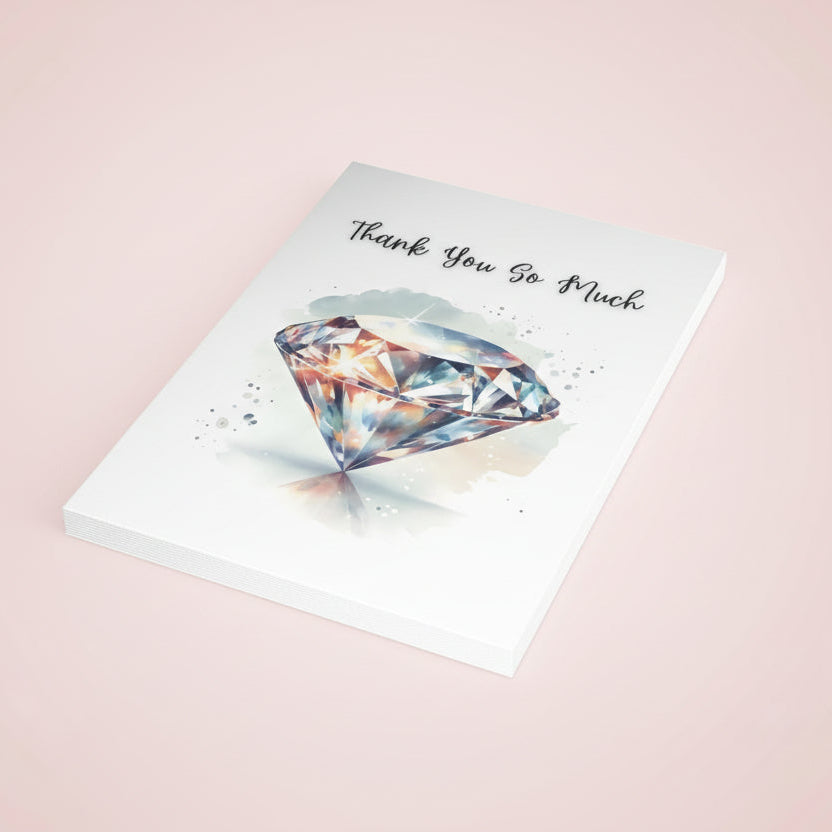 Diamond Thank You Folded Greeting Cards - 10 Pack