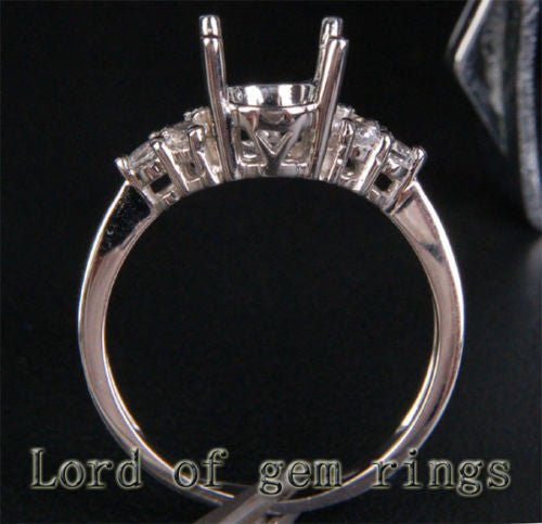 Custom 14K White Gold Oval Diamond Engagement Ring Semi-Mount