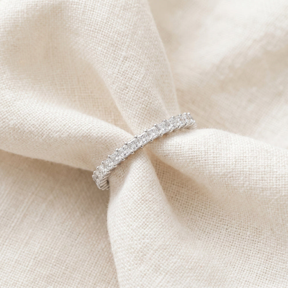 1Ct Princess Cut Diamond Eternity Stackable Wedding Ring 14k Gold Lab Grown