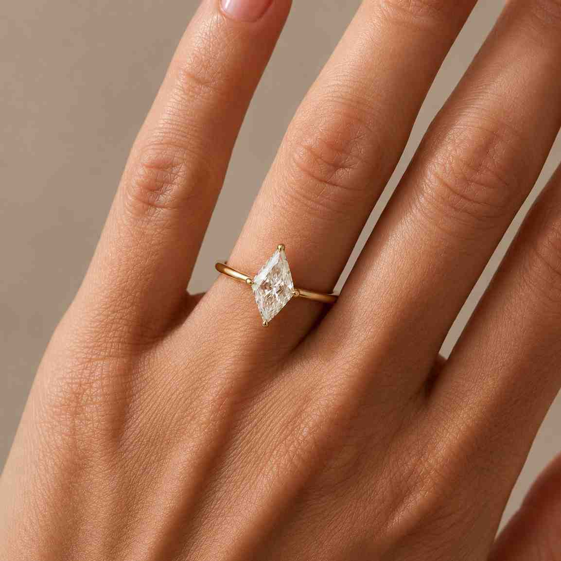 Lozenge Cut Lab Grown Diamond Solitaire Engagement Ring