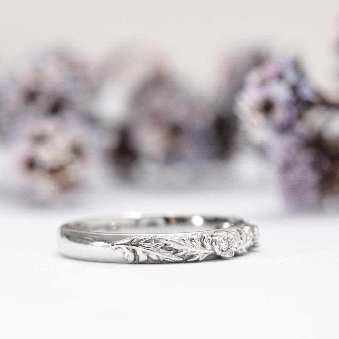 Poppy Leaf Wedding Ring Set