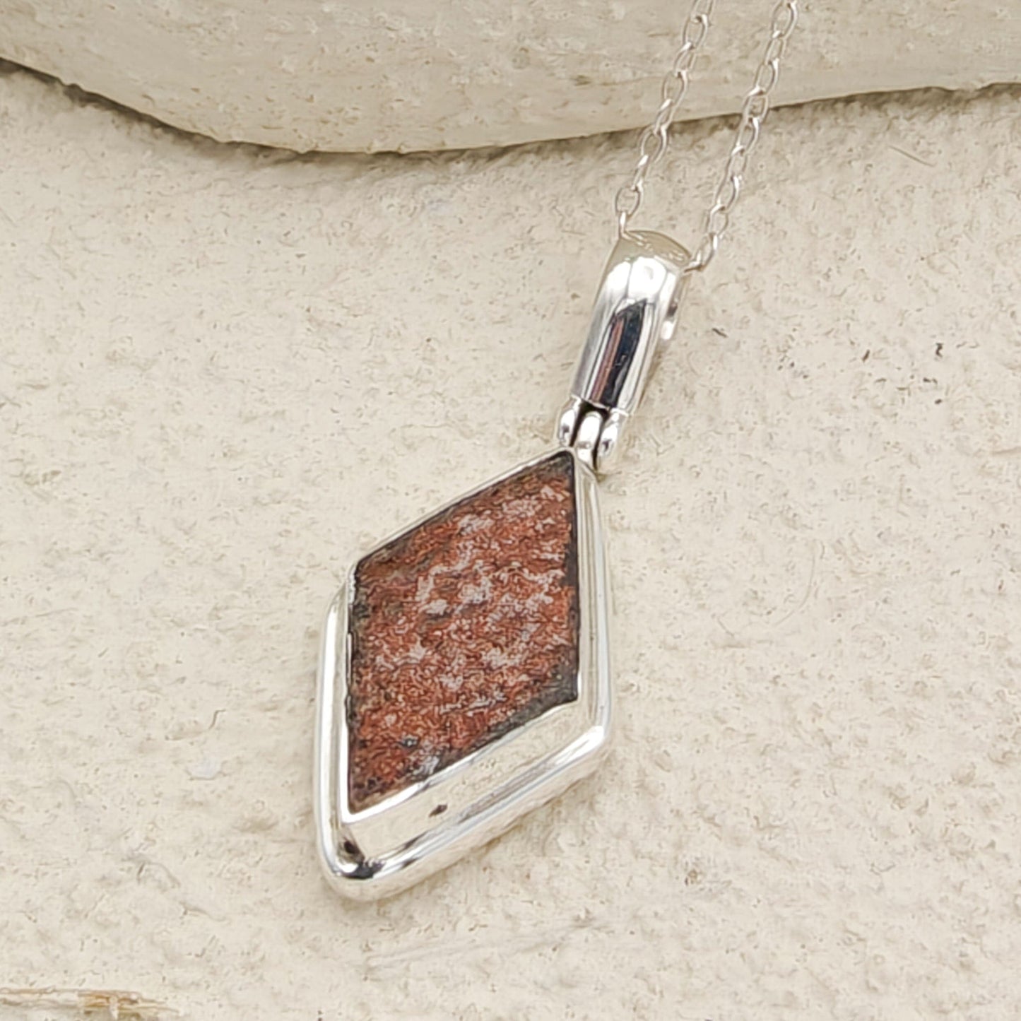 Dinosaur Egg Shell Pendant | Diamond Shape | Dinosaur Fossil Gift | Sterling Silver