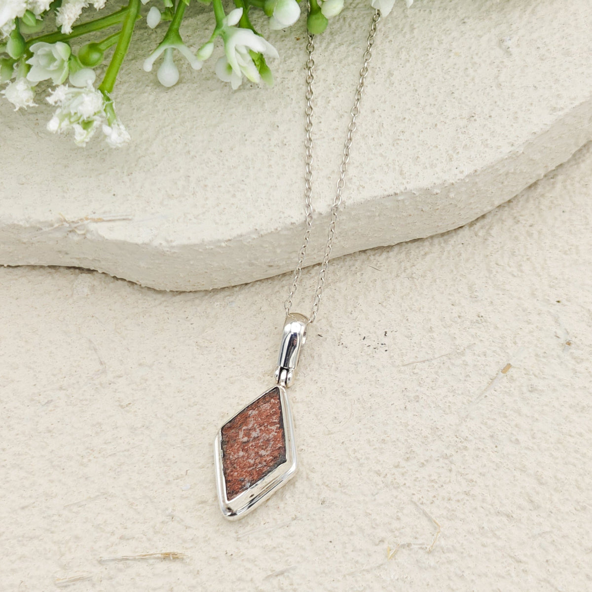 Dinosaur Egg Shell Pendant | Diamond Shape | Dinosaur Fossil Gift | Sterling Silver