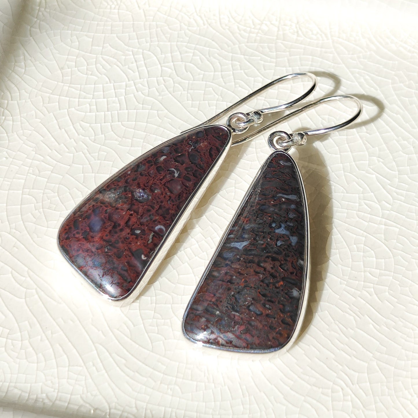 Dinosaur Fossil Earrings | Brontosaurus | 33mm abstract | Sterling Silver