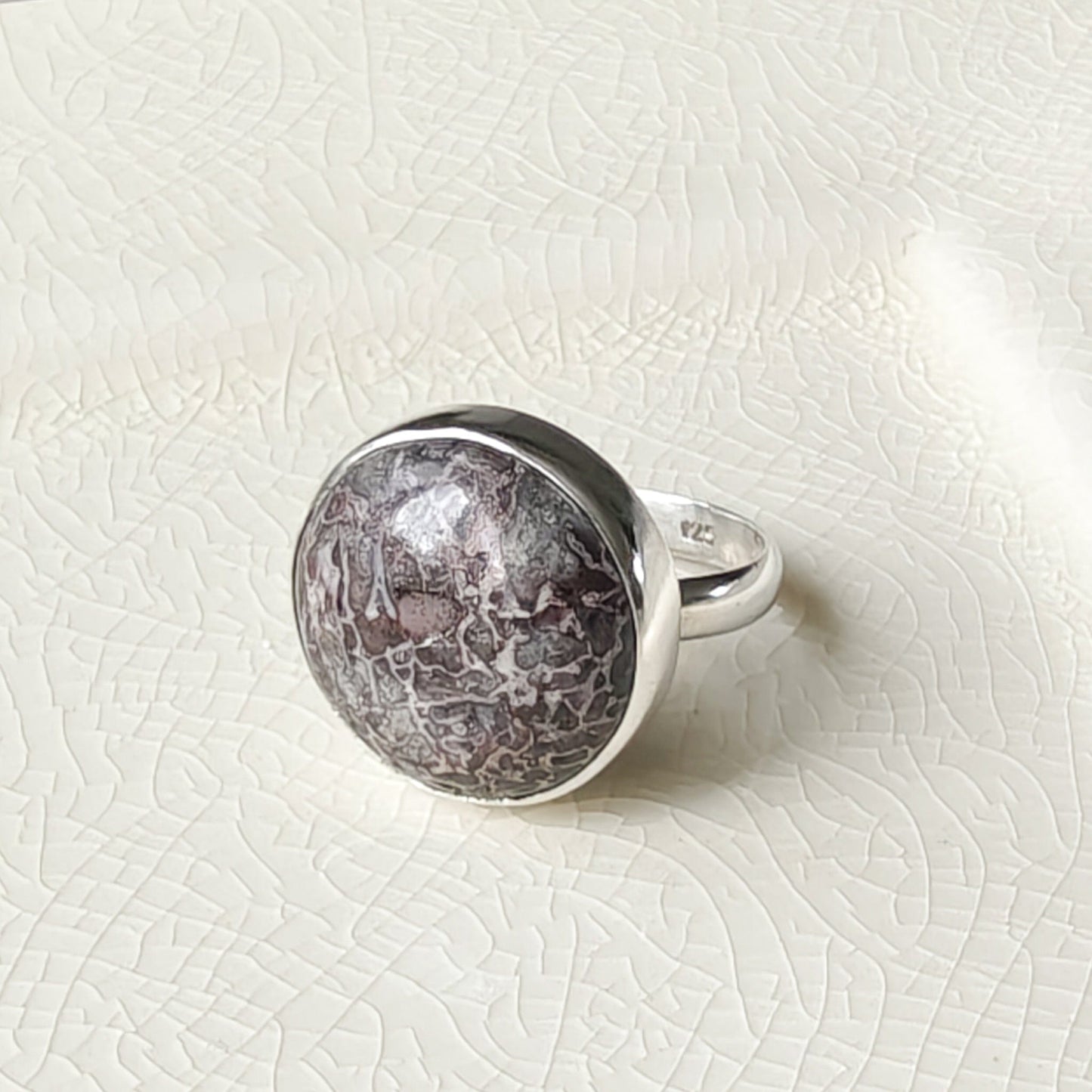 Dinosaur Fossil Ring | Brontosaurus Jurassic Gift | 17mm diameter | Sterling Silver