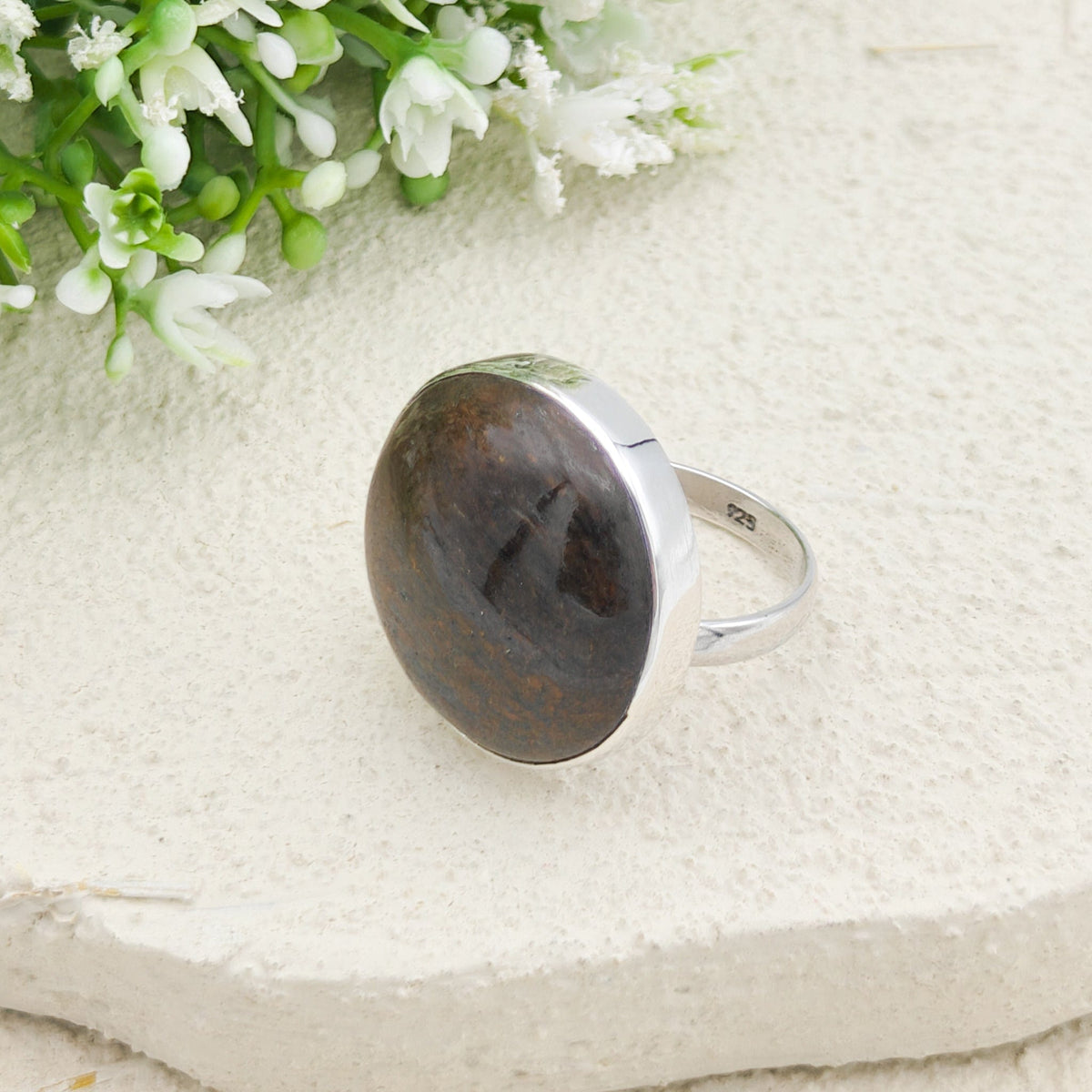 Dinosaur Fossil Ring | Brontosaurus Jurassic Gift | 22mm diameter | Sterling Silver
