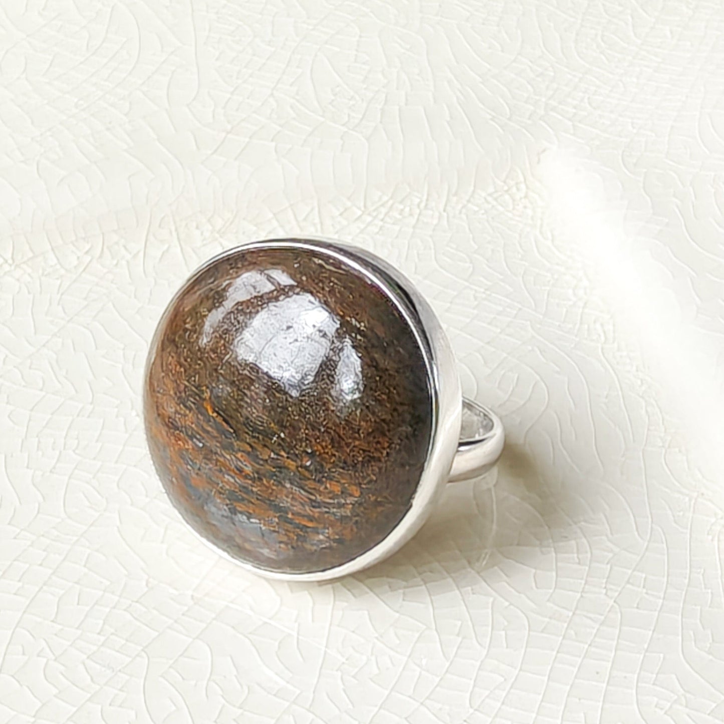 Dinosaur Fossil Ring | Brontosaurus Jurassic Gift | 22mm diameter | Sterling Silver
