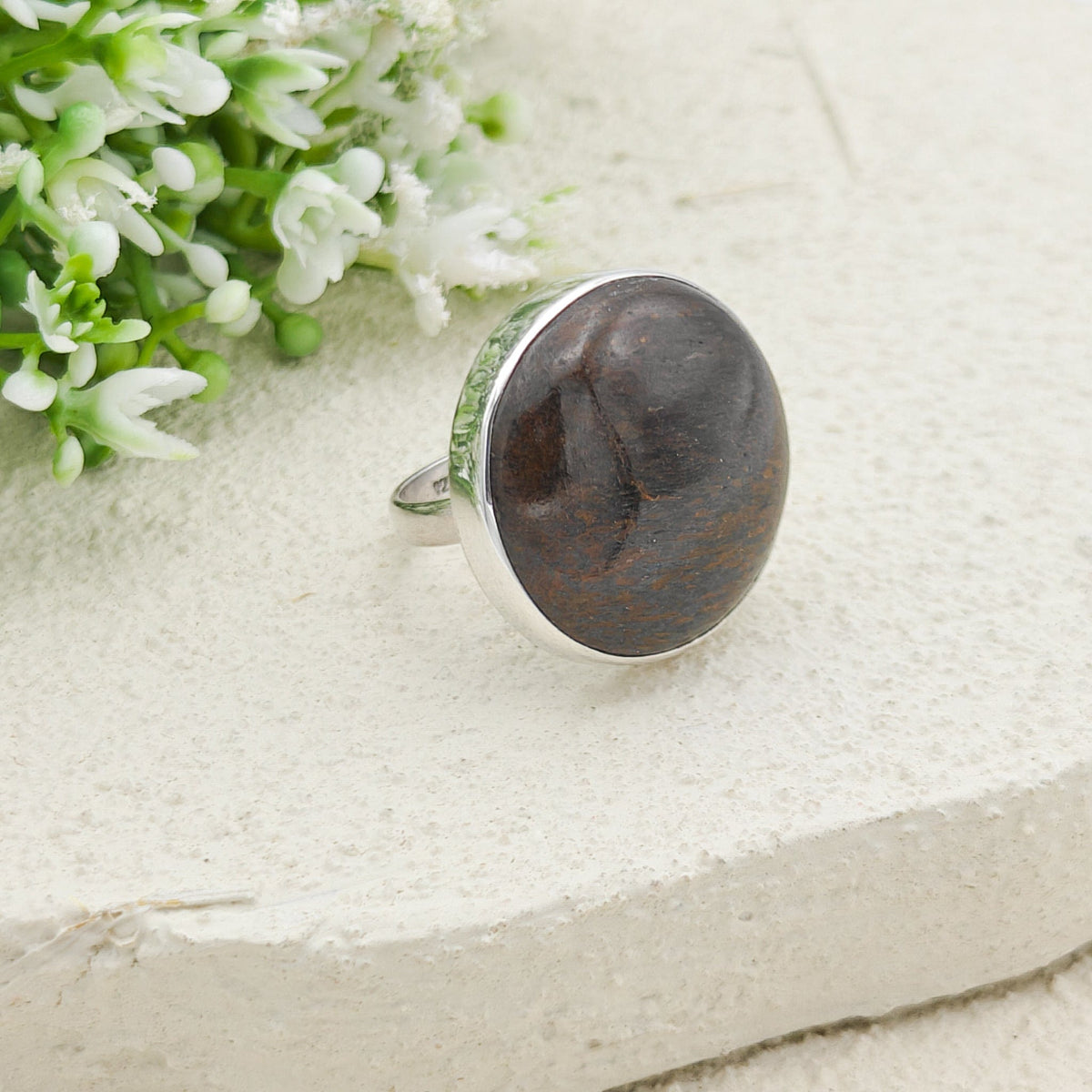 Dinosaur Fossil Ring | Brontosaurus Jurassic Gift | 22mm diameter | Sterling Silver