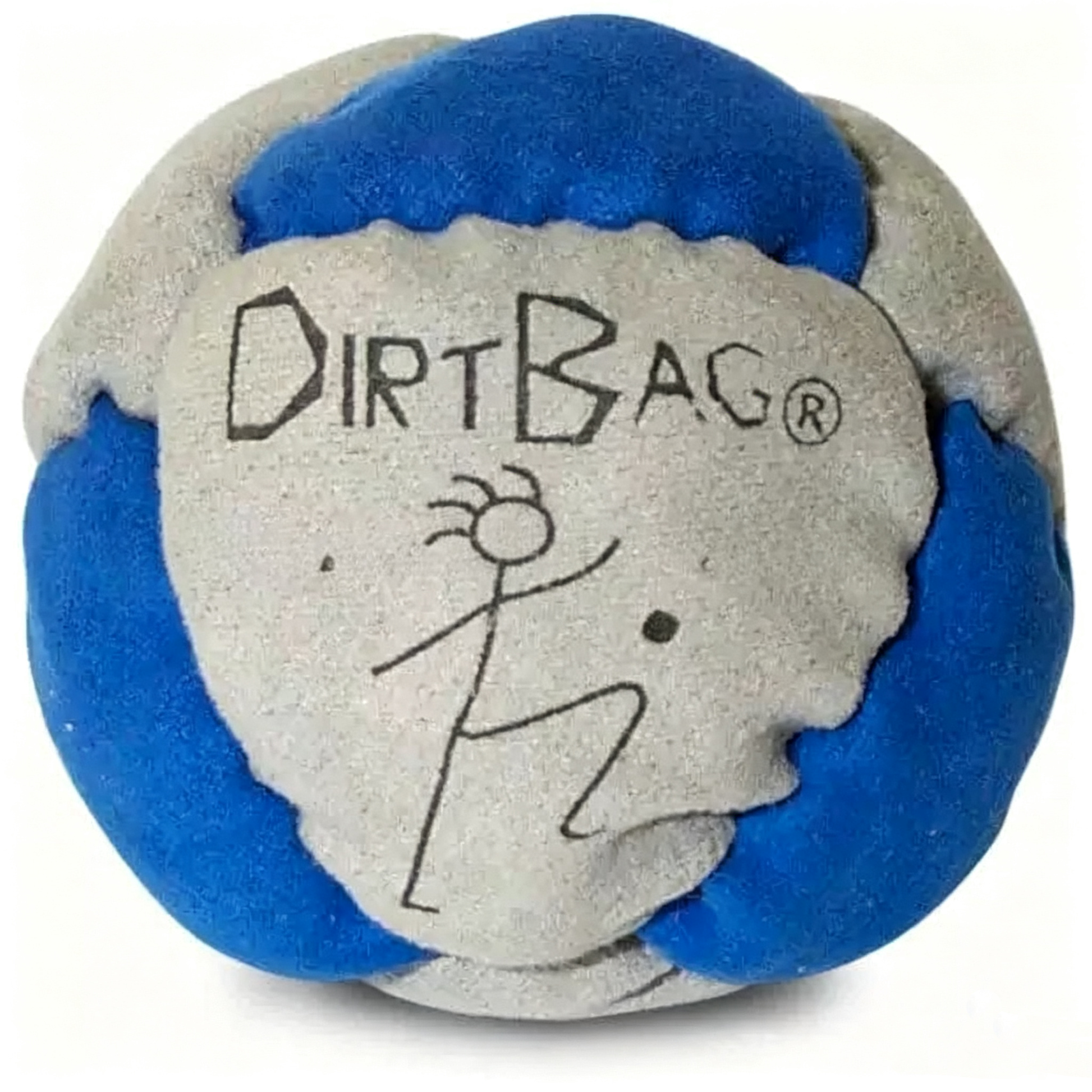 Dirtbag Classic 8-Panel Footbag in Blue and Grey - Professional Sand Filled Hacky Sack