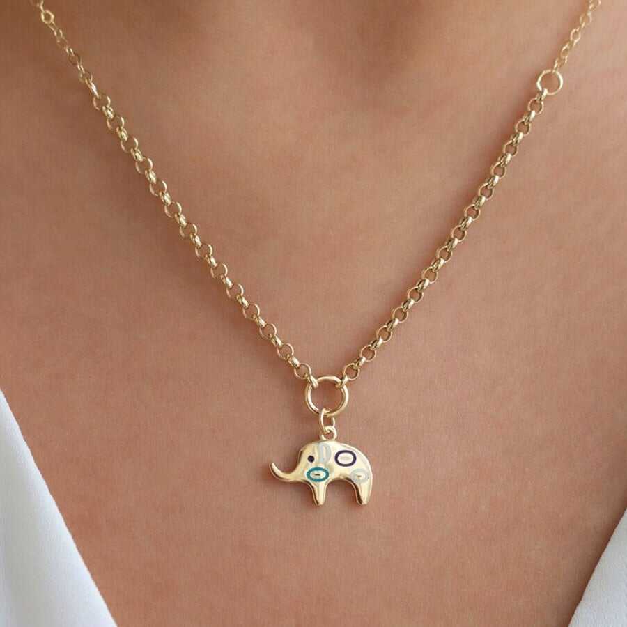 14k Gold Elephant Talisman Necklace