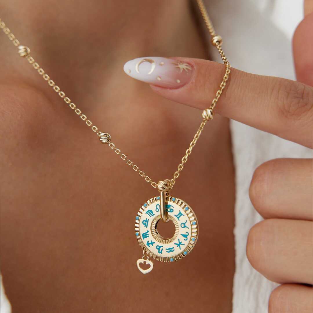 14k Gold Ball Chain Zodiac Necklace