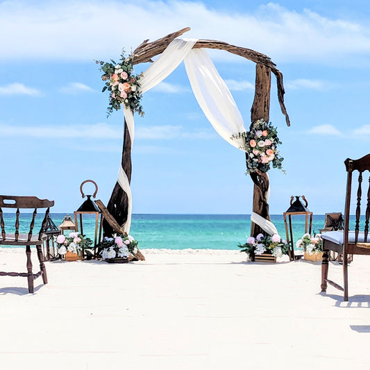 A Stunning Day Wedding Ceremony Package (Officiant, Photographer, Decor with Seating)