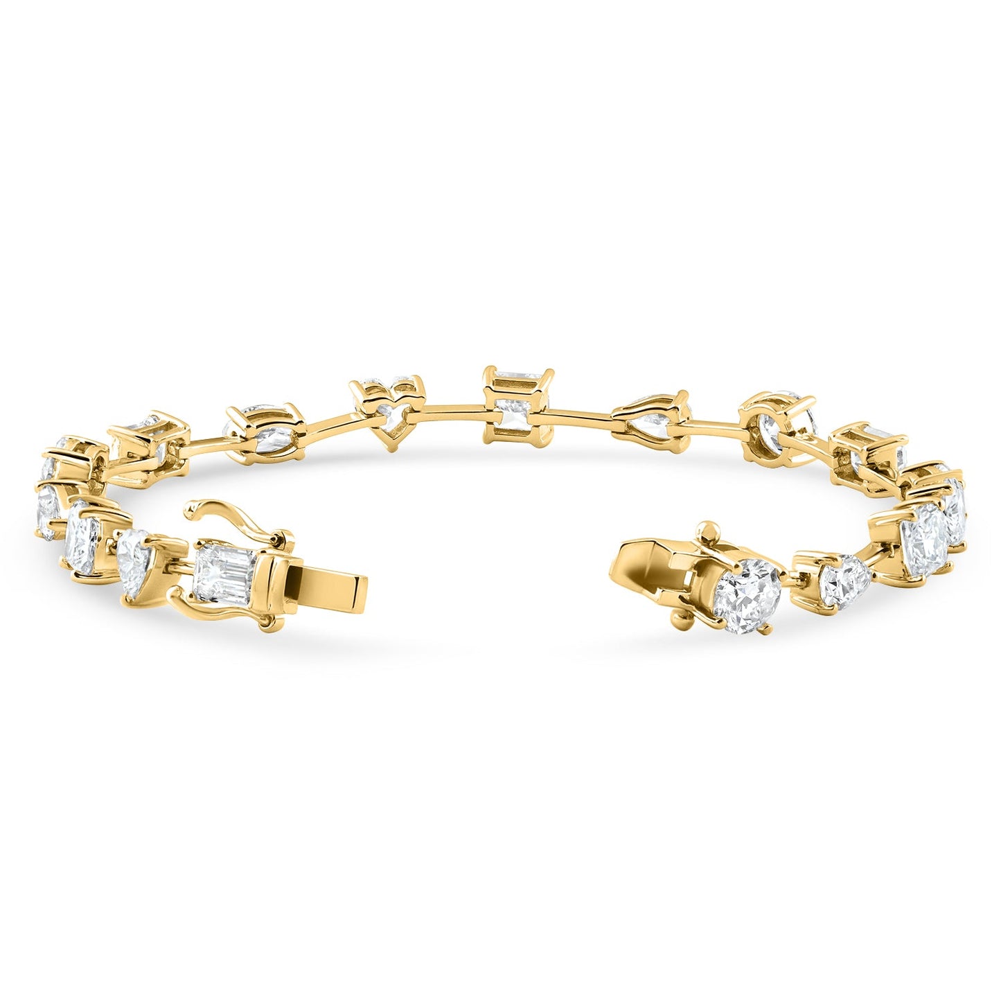 9Ct Mixed Cut Spaced Diamond Tennis Bracelet 14k Gold Lab Grown 7"