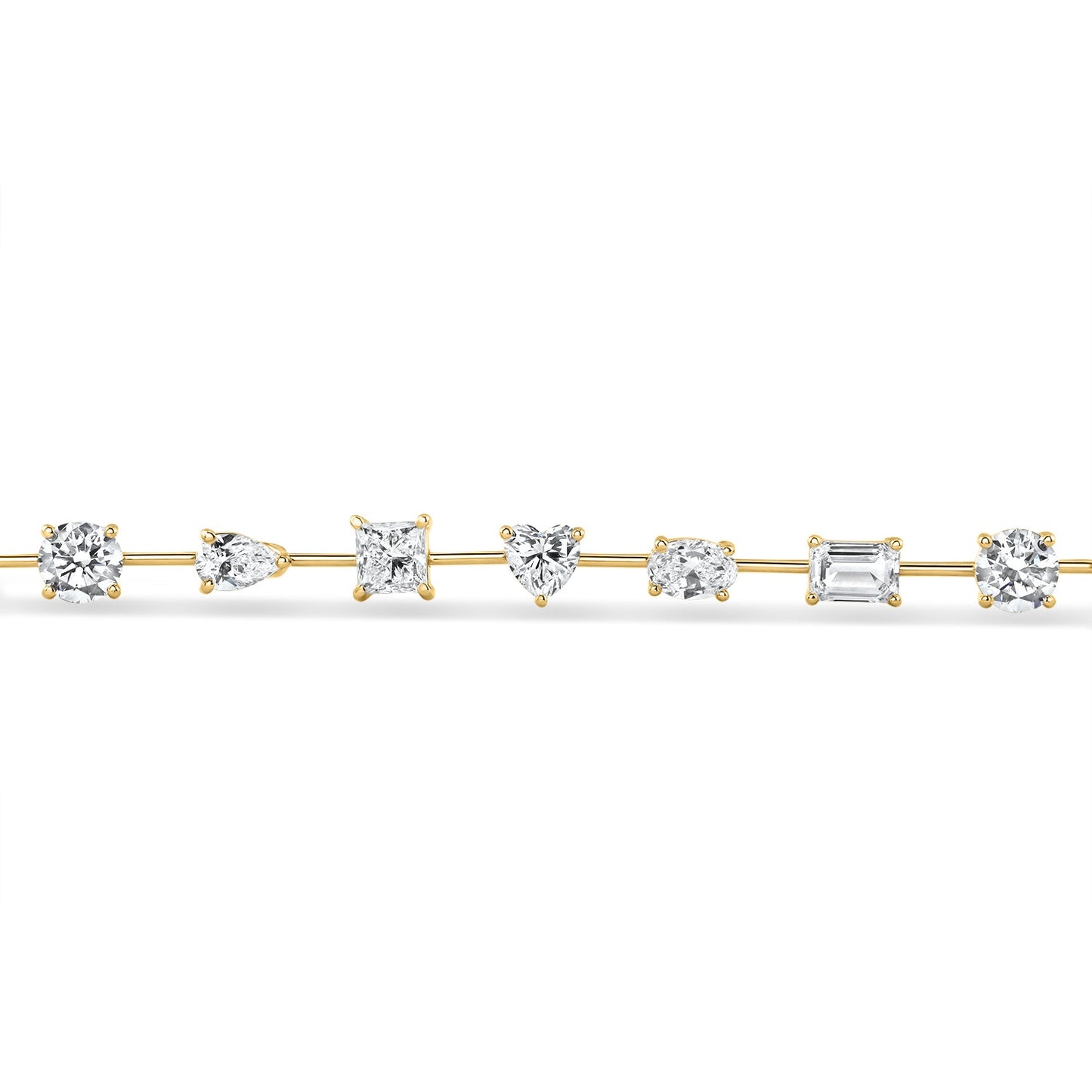 9Ct Mixed Cut Spaced Diamond Tennis Bracelet 14k Gold Lab Grown 7"