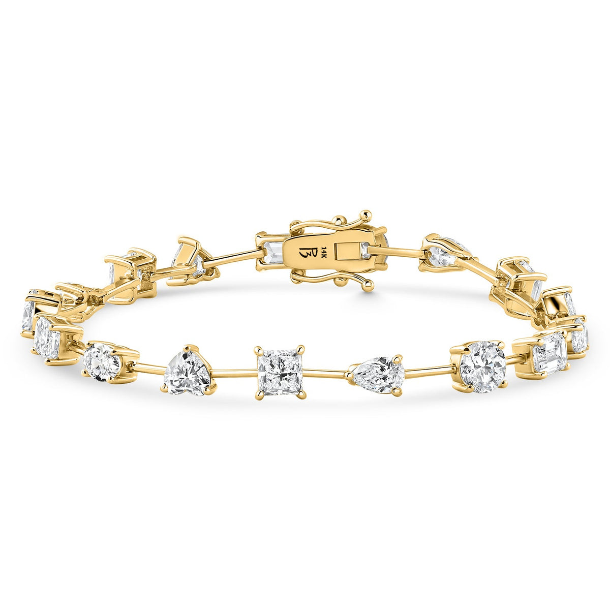 9Ct Mixed Cut Spaced Diamond Tennis Bracelet 14k Gold Lab Grown 7"