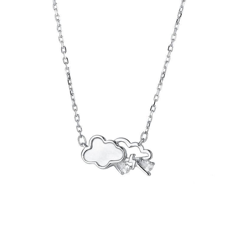 Mother Of Pearl Cloud Rain Necklace in 925 Sterling Silver: Gold