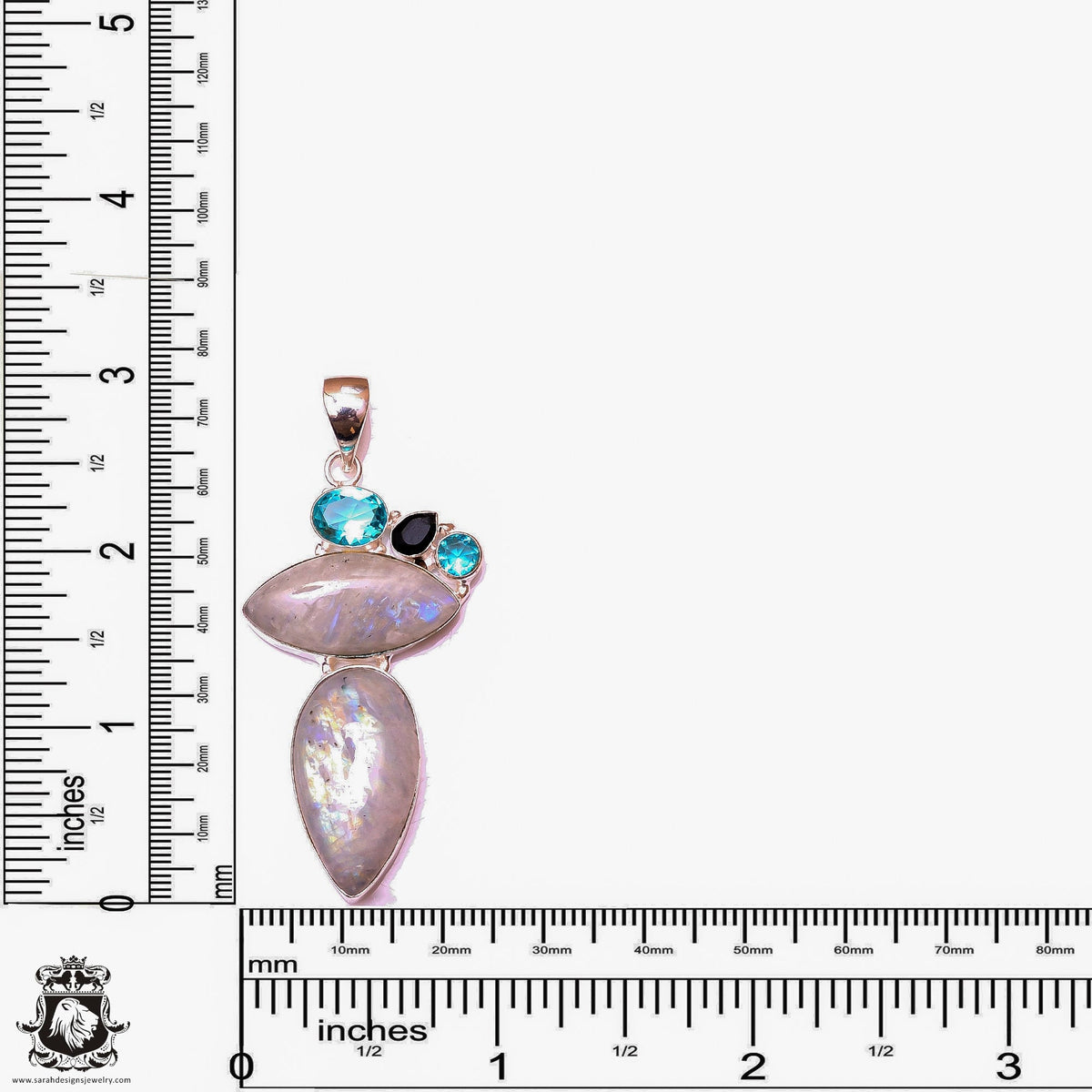 Rainbow Moonstone Pendant & 3MM Italian Chain P9866