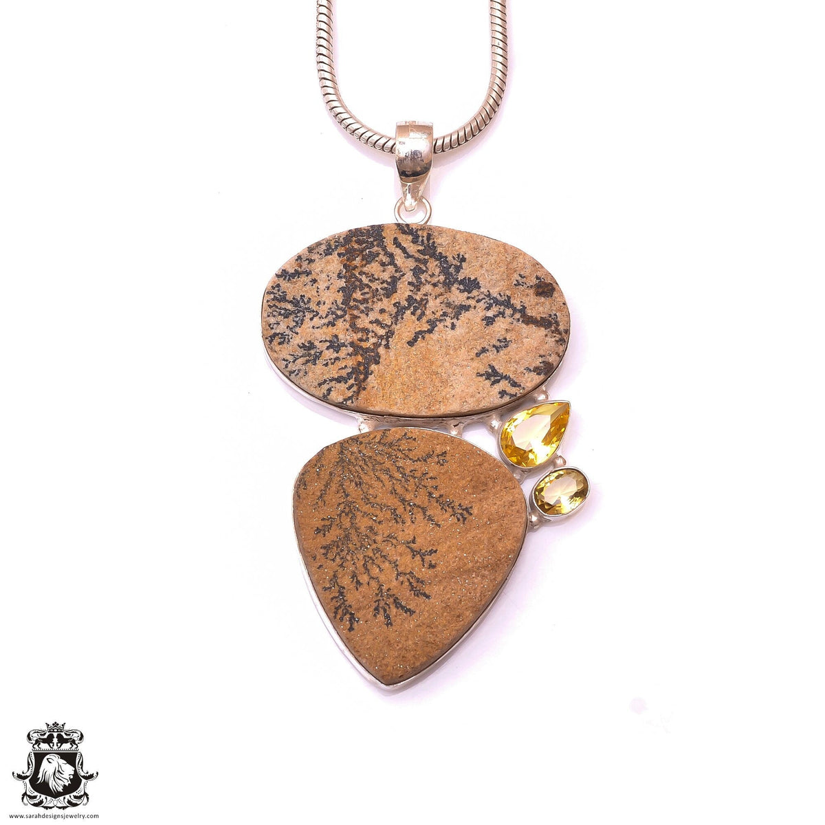 Psilomelane Dendrite Fern Fossil Pendant & 3MM Italian Chain P9870