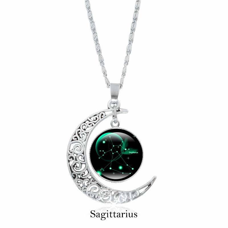 Fortune Jewel 12 Constellations of the Zodiac Moon Protection Necklace Chain Pendant