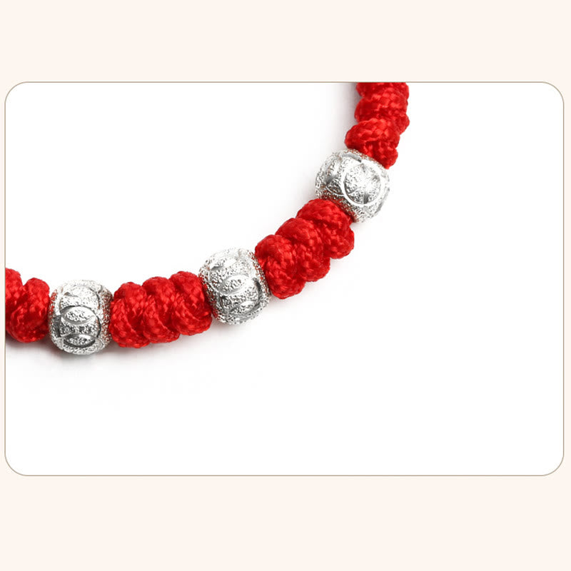 Fortune Jewel 925 Sterling Silver King Kong Knot Multicolored Red String Strength Handmade Braided Kids Child Bracelet