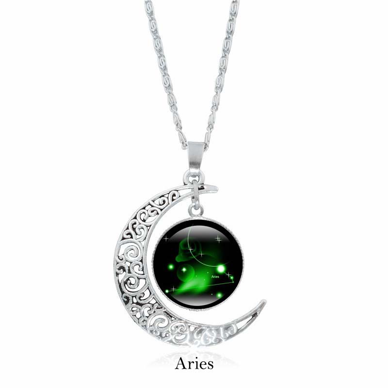 Fortune Jewel 12 Constellations of the Zodiac Moon Protection Necklace Chain Pendant