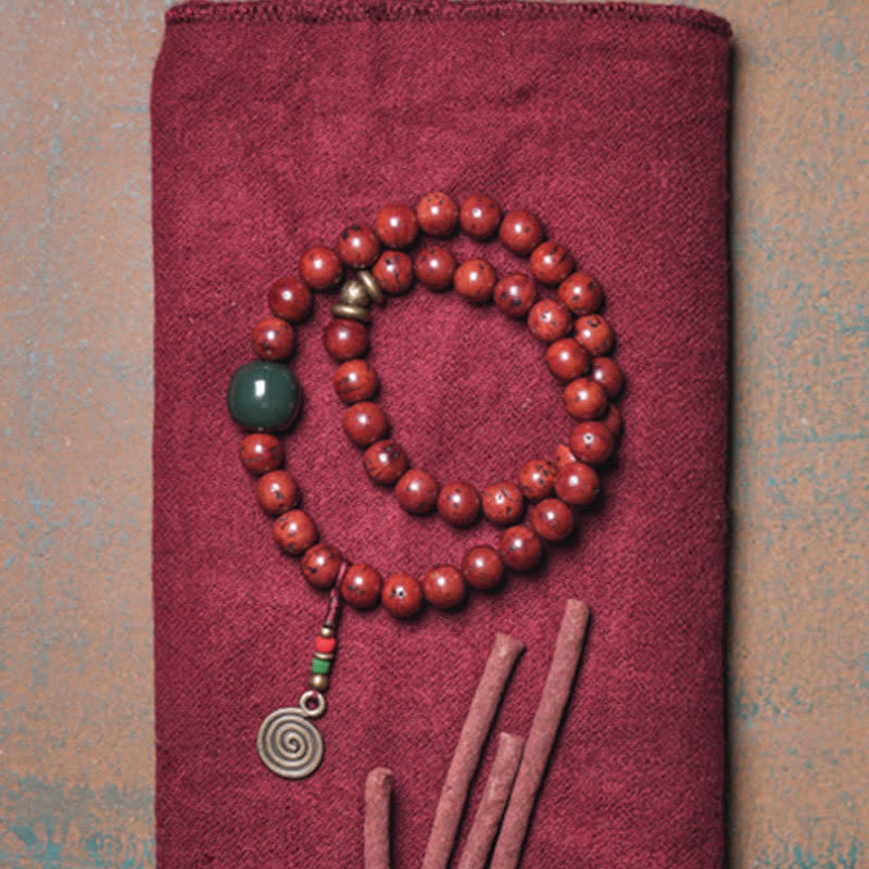 Fortune Jewel Bodhi Seed Cyan Jade Copper Peace Luck Bracelet