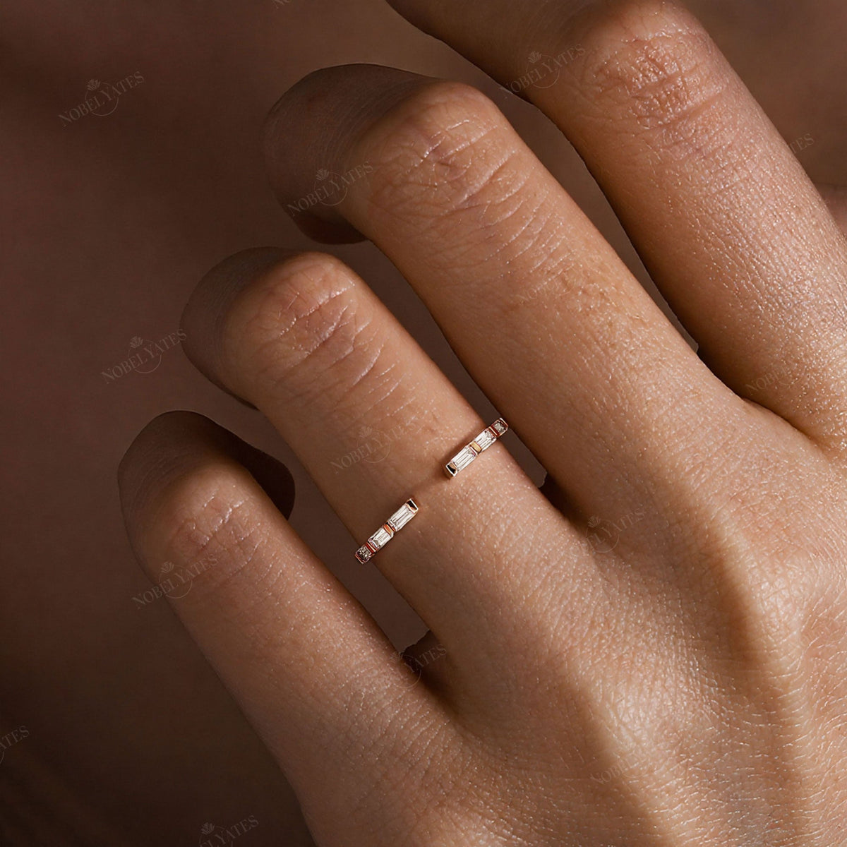 Baguette Lab Diamond Open Wedding Band