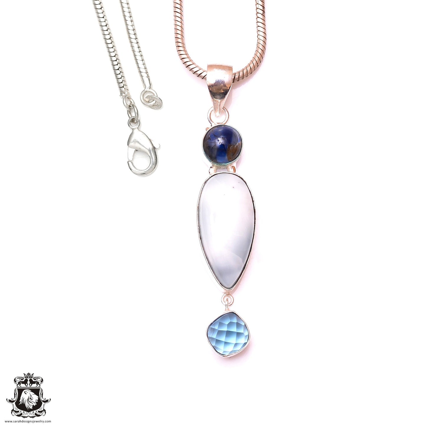 Kyanite Larimar Aquamarine Pendant & 3MM Italian Chain P9956