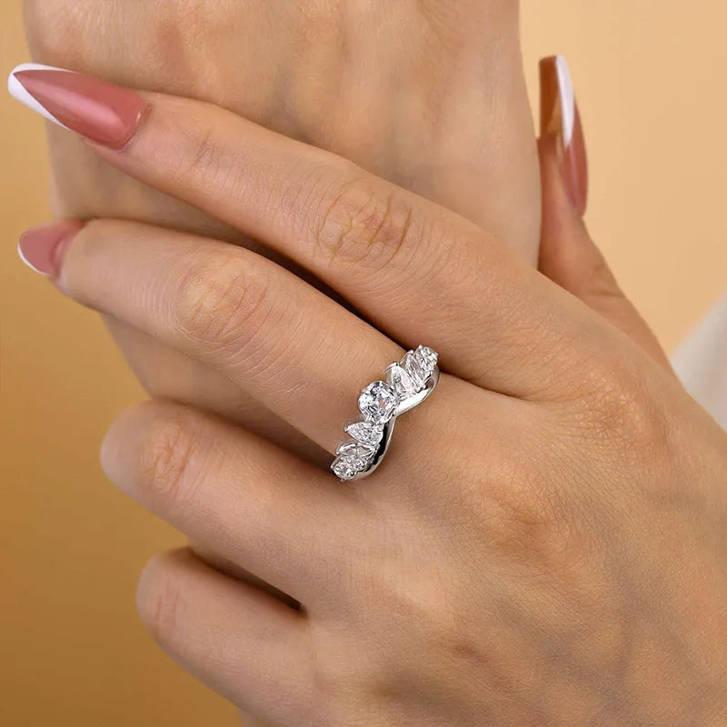 Fashionable 925 Sterling Silver Asscher Cut Wedding Ring